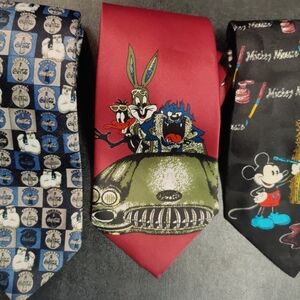 Fun Graphic Ties Disney Looney Tunes Coca-Cola Mickey Bugs Daffy Polar Bears
